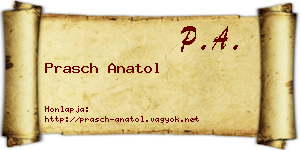 Prasch Anatol névjegykártya